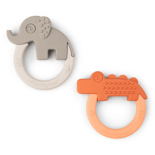 Done By Deer ™ Bijtring 2-Pack Deer Friends Papaya Sand