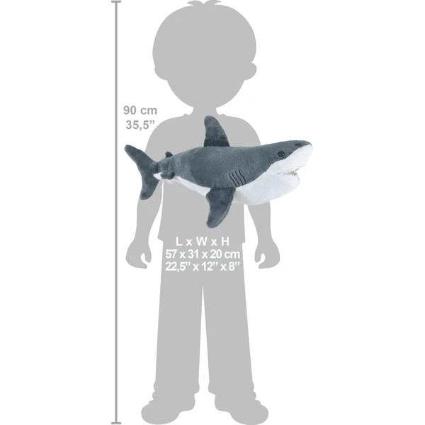 Wild Republic Knuffel Cuddle Kins Grote Witte Haai - Afbeelding 3